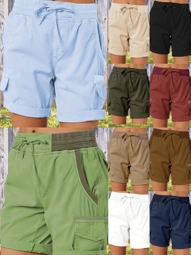 Women Plain Fifth Pants Straight Pants Casual Summer Shorts