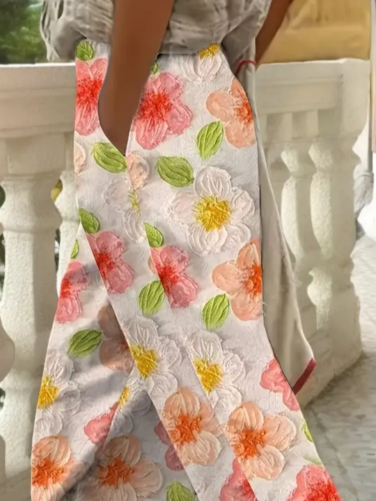 Women Floral Long Pants Casual Spring/Fall Trousers