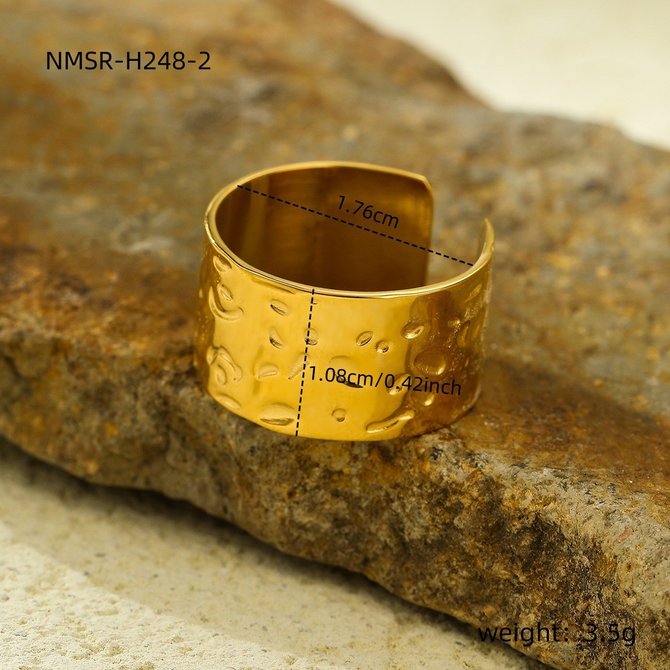 European And American Ins Cold Style 18k Gold Geometric Irregular Titanium Steel Ring Does Not Fade All-match High-grade Open Stainless Steel Electroplated Ring