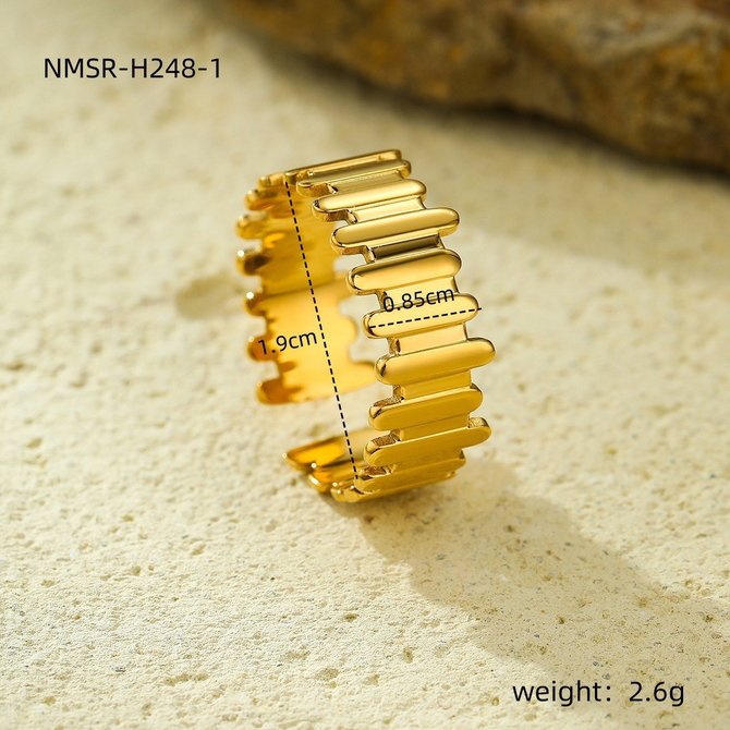 European And American Ins Cold Style 18k Gold Geometric Irregular Titanium Steel Ring Does Not Fade All-match High-grade Open Stainless Steel Electroplated Ring