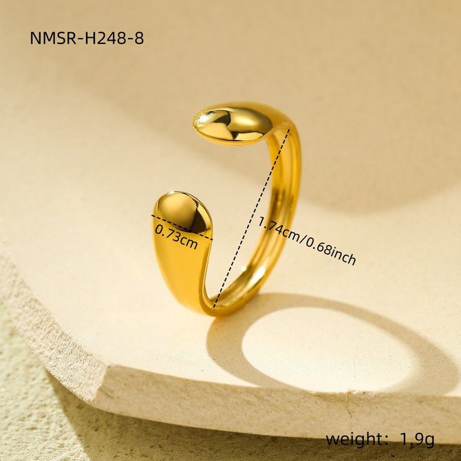 European And American Ins Cold Style 18k Gold Geometric Irregular Titanium Steel Ring Does Not Fade All-match High-grade Open Stainless Steel Electroplated Ring