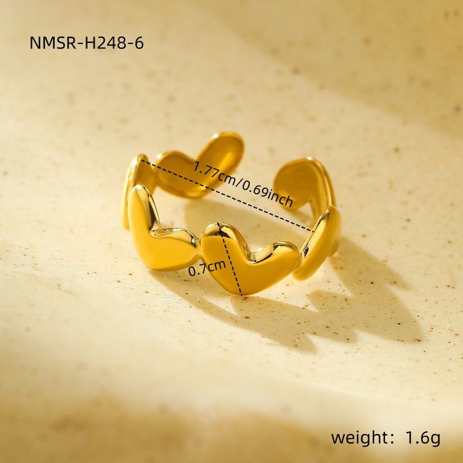 European And American Ins Cold Style 18k Gold Geometric Irregular Titanium Steel Ring Does Not Fade All-match High-grade Open Stainless Steel Electroplated Ring