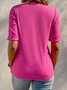 Women's Half Sleeve T-shirt Summer Plain Ribbed V Neck Going Out Casual Top Deep Pink 