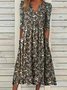 Women's Short Sleeve Summer Floral Dress V Neck Daily Going Out Casual Midi H-Line