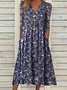 Women's Short Sleeve Summer Floral Dress V Neck Daily Going Out Casual Midi H-Line