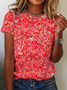 Floral Casual Crew Neck Short Sleeve T-Shirt