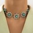 Amazon cross-border jewelry retro ethnic style creative design hollow carved turquoise necklace clavicle chain for women