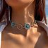 Amazon cross-border jewelry retro ethnic style creative design hollow carved turquoise necklace clavicle chain for women