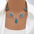 Amazon cross-border jewelry retro ethnic style creative design hollow carved turquoise necklace clavicle chain for women