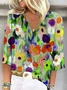 Women's 3/4 Sleeve Blouse Summer Abstract Floral Colorful V Neck Daily Going Out Casual Top
