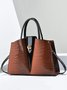 Large Capacity Color Block Crocodile Embossed Tote Bag Commuting Crossbody Bag