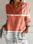 Women's Stripes Floral Long Sleeve Shirt Spring/Fall Shirt Collar Daily Casual Top