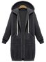 Women's Winter Outerwear Casual Plain Mid-long Hoodie Overcoat