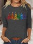 Women's Long Sleeve Tee T-shirt Spring/Fall Christmas Tree Jersey Crew Neck Daily Going Out Casual Top
