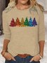 Women's Long Sleeve Tee T-shirt Spring/Fall Christmas Tree Jersey Crew Neck Daily Going Out Casual Top