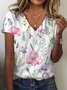 Women's Short Sleeve Tee T-shirt Summer Floral Jersey V Neck Daily Going Out Casual Top