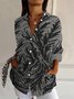 Women's Long Sleeve Floral Shirt Spring/Fall Leaf Shirt Collar Daily Going Out Casual Top