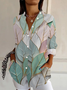 Women's Floral Long Sleeve Shirt Spring/Fall Leaf Buckle Shirt Collar Daily Going Out Casual Top