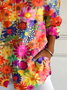 Women's Long Sleeve Shirt Spring/Fall Floral Buckle Shirt Collar Daily Going Out Casual Top