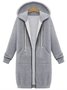 Women's Winter Outerwear Casual Plain Mid-long Hoodie Overcoat