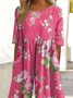 Women Floral Crew Neck Short Sleeve Casual Summer Jumpsuit