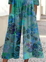 Women Floral Crew Neck Short Sleeve Casual Summer Jumpsuit
