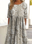 Women Floral Crew Neck Short Sleeve Casual Summer Jumpsuit