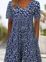 Women Floral V Neck Half Sleeve Casual Summer Jumpsuit