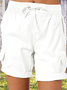 Women Plain Fifth Pants Straight Pants Casual Summer Shorts