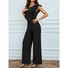Women Plain Crew Neck Sleeveless Casual Summer Jumpsuit