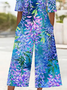 Women Floral V Neck Half Sleeve Casual Summer Jumpsuit