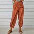 Women Plain Ankle Pants Elastic Waist Pants Casual Spring/Fall Trousers